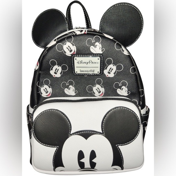 Disney Handbags - New Disney Loungefly Adjustable Padded Shoulder Straps Backpack, Black and White